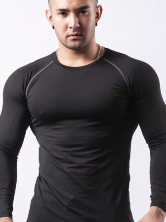 Men's Raglan Sleeve Round Neck Fitness T-Shirt