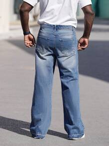 Manfinity EMRG Heren Grote maten Losse pasvorm Jeans Met Frayed hem