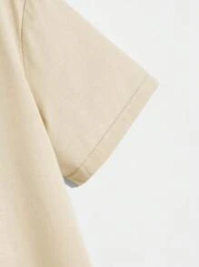 Men Cotton Car & Japanese Letter Graphic Tee - Apricot - View 4