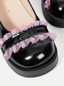 SheIn MOD Fashionable Women's Wedge Heel & Thick Sole Shoes For Any Occasion - Black - View 3