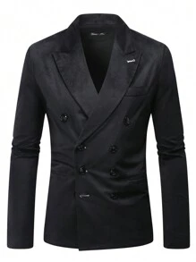 Manfinity Mode Men's Double-Breasted Peak Lapel Suit - Black - View 3