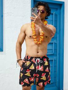Surfspeed Men's Pizza Printed Beach Shorts - Multicolor - View 5