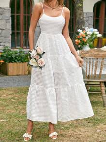 Chiquease Xù Hoa Sen Váy địu Cami - trắng - Xem 2