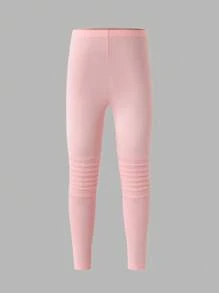 SHEIN Young Girl Pink Pleated Leggings - Pink - View 1