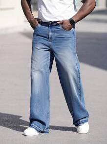 Manfinity EMRG Heren Grote maten Losse pasvorm Jeans Met Frayed hem