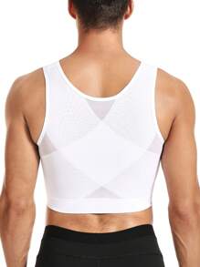 Men's Slimming Body Shaper Vest Mesh Buckle Crop Top - White - White - View 2