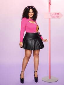 SCOOBY-DOO X SHEIN Enterizo De Talla Grande Con Gráficos De Caricaturas Y Recortes Frontales