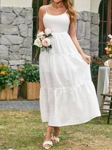 Chiquease Xù Hoa Sen Váy địu Cami - trắng - Xem 5