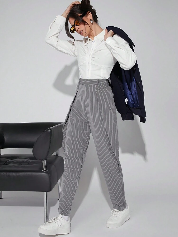 Women Folded Tapered Pants