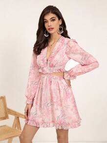 Aveloria Women's Floral Printed Hollow Out Dress