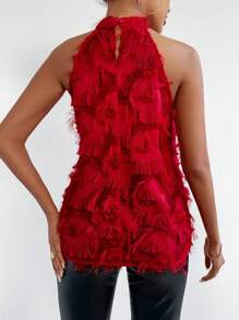 Chiquease 女士露背荷葉邊花卉印花上衣