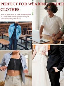 Men's Slimming Body Shaper Vest Mesh Buckle Crop Top - White - White - View 5