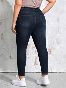 EMERY ROSE Quần jeans dáng ôm vừa vặn, thanh lịch dành cho nữ cỡ lớn - Rửa tối - Xem 2