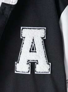 Teen Boy Set Letter Printed Hooded Shirt And Shorts - Black and White - View 4