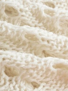 ROMWE Kawaii Summer Crochet Solid Color Hollow Knit Cropped Sweater, School