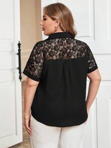 SHEIN Clasi Blusas Negras De Talla Grande - Negro - Ver 2