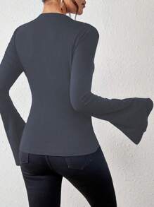 Chiquease Camiseta Con Mangas Acampanadas De Color Sólido