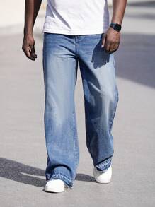 Manfinity EMRG Heren Grote maten Losse pasvorm Jeans Met Frayed hem