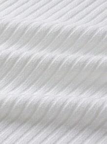 Manfinity Homme Men Stand-Collar Ribbed Short Sleeve Plain T-Shirt, For Going Out, Summer Mock Neck White Top, Fall - White - View 5