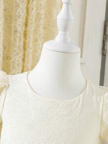 SHEIN Young Girl's Puff Sleeve Princess Dress For Banquet, Piano Performance - Yellow - View 4