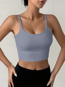 DAZY Solid Color Sports Top / Sports Bra - Grey - View 3