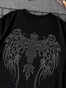 Nam In Ngắn tay Áo thun Với Cánh Mẫu - màu đen - Xem 6