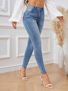 SHEIN Tall Calça Jeans Casual Slim Fit - Lavagem clara - Visão 3