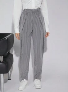 Hauture Pantalones plegados y entallados para mujer - Gris - Ver 3