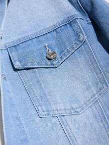 Manfinity Homme Veste En Jean Déchirée À Manches Longues Pour Homme - Bleu azur - Voir 4