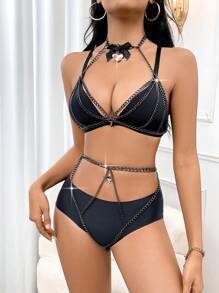 Women's Music Festival Lingerie Accessory Body Chain - Black - View 1