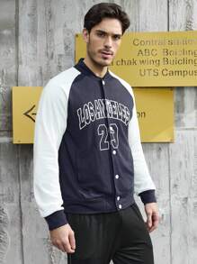 Gym Rark Men's Digital Printed Color Block Sport Jacket Workout Tops - Blue - View 8