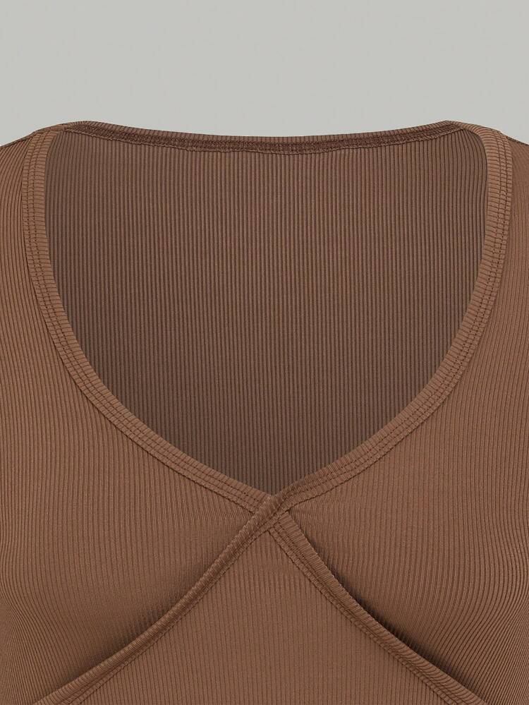 Women's V-Neck Ribbed Slim Fit T-Shirt