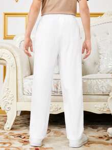 Tween Boy Loose Fit Casual Solid Woven Straight Leg Pants - White - View 7