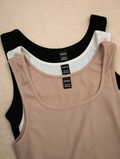 SHEIN PETITE 3pcs Solid Tank Top
