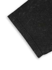 Lsscid Camiseta de manga corta con estampado de dibujos animados de espacio lavado oscuro para hombre, adecuada para el uso diario durante la primavera y el verano, 100% algodón - Negro - Ver 4