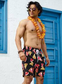 Surfspeed Men's Pizza Printed Beach Shorts - Multicolor - View 6