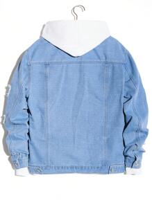 Manfinity Homme Veste En Jean Déchirée À Manches Longues Pour Homme - Bleu azur - Voir 2