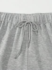 INAWLY Solid Color Drawstring Waist Shorts - Multicolor - View 4