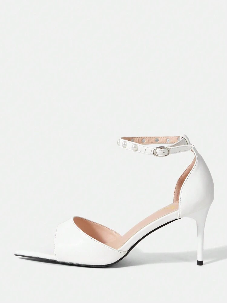 Fashionable French Style Pointed Toe Peep Toe Stiletto High Heel Hollow Out Sandals
