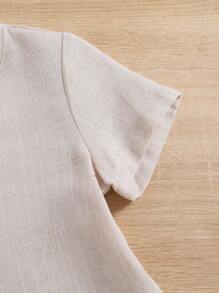 SHEIN Baby Boy Chinese Style Neutral Solid Short Sleeve Hanfu Set