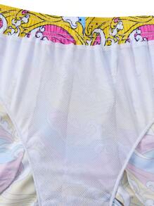 Manfinity KASUA Men's Drawstring Beach Shorts With Ocean Wave Print - Multicolor - View 5