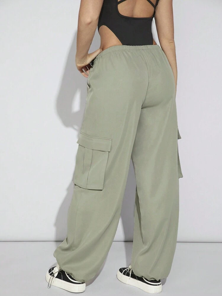 Women's Solid Color Drawstring Cargo Pants