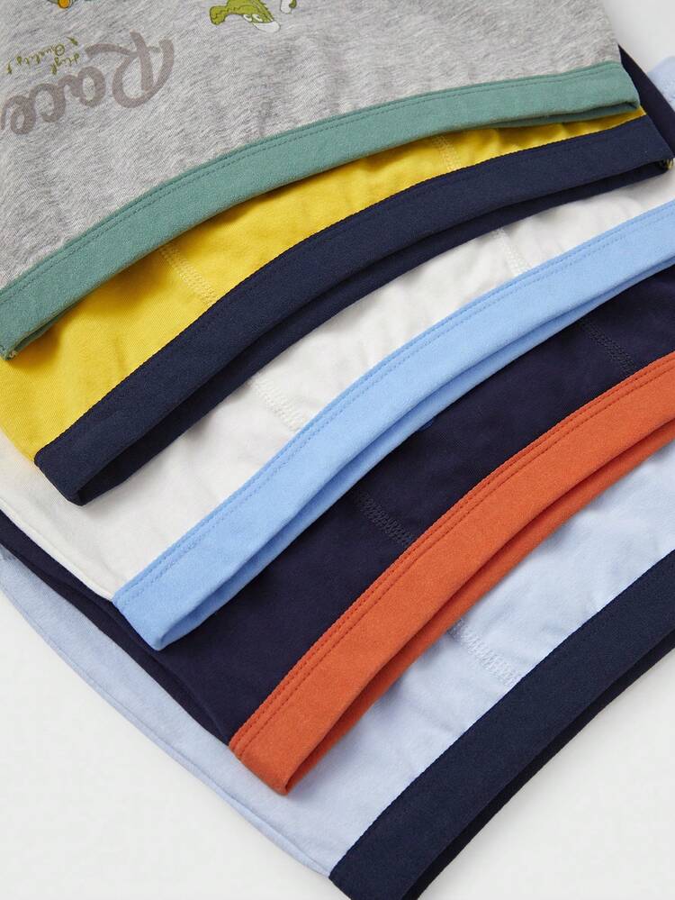 Conjunto De 5 Calzoncillos Boxer Con Patrón De Cocodrilo Y Dibujo Animado Para Joven Chico - Multicolor - Añade 3