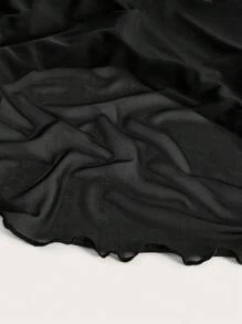 SHEIN EZwear Women's Mesh Splice High Slit Bodycon Skirt - Black - View 6