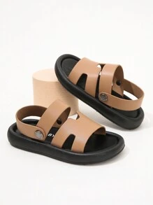 时尚儿童软底凉鞋男女通用沙滩两用凉鞋宝宝平底凉鞋 - 棕色 - 查看 3