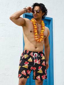 Surfspeed Men's Pizza Printed Beach Shorts - Multicolor - View 3