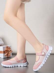 1pair Children's Breathable Lightweight Casual Sports Shoes With Mesh Upper