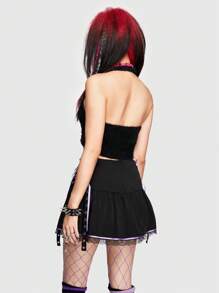 ROMWE Avant 女式骷髏印花針織露肩上衣,帶頸部帶子