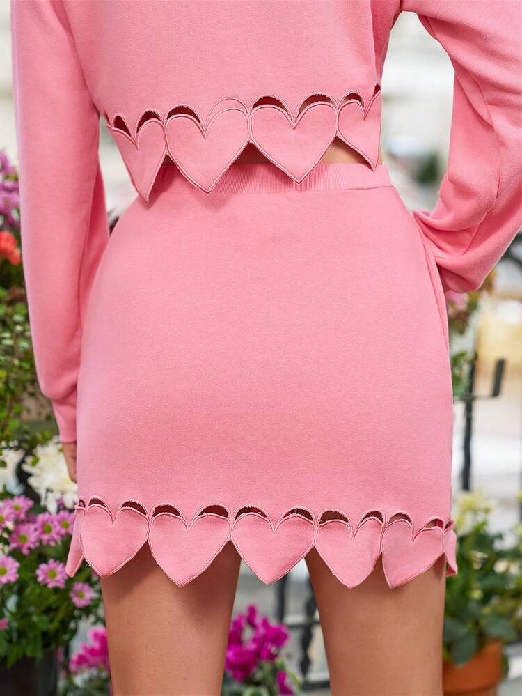 High Waisted Skirt With Slanted Pockets Winter Pink Casual