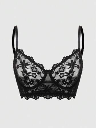 Goth Women's Lace Bra With Wire, Lingerie